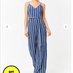 Blue striped jumpsuit
